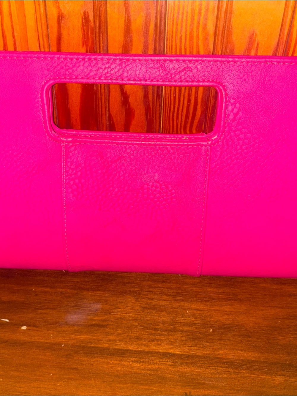 Women's Hot Pink Leather Handle Clutch